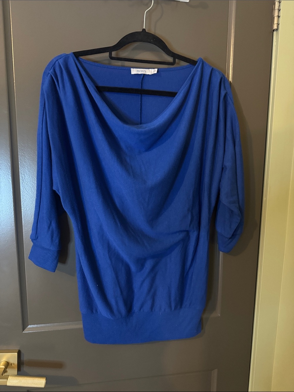 Ricki's Cobalt Blue Draped scoop neck Knit Top, size large